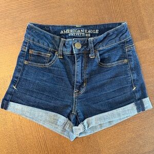 American Eagle Super Stretch Denim Cuffed Shorts Size 0
